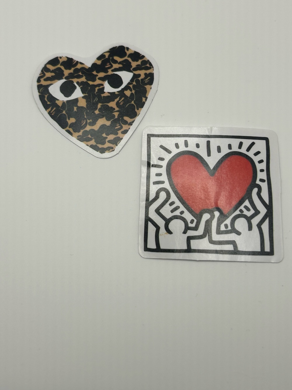 Keith Haring Inspired Heart Sticker & Leopard Heart Eyes Sticker- Trendy Set